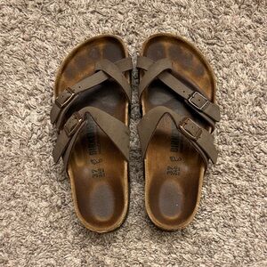 Birkenstock Dark Brown Cross-Strap Sandals